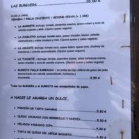 Burgers menu (vegan option available)  at Las Huellas de Cameros in Soto En Cameros
