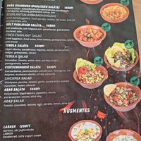 Menu at Trója in Szeged