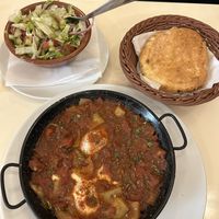Shaksuka & arab salad  at Trója in Szeged