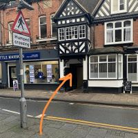 Entrance to alleyway at Novel Patisserie in Stafford