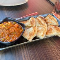 Veg Paratha with dipping sauce at Burma Choice in San Jose