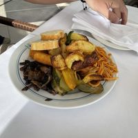 Sample buffet: tomato pasta, potato croquettes, roast vegetables, potato wedges - not pictured also vegetable soup   at Hotel Jezero in Plitvicka Jezera