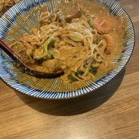 Peanut noodles partially eaten with sauce mixed in  at Silk Elephant in Ankeny