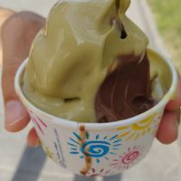 Pistachio & chocolate (I took the pic when it was melted already) at Heladería Philippe in Cullera
