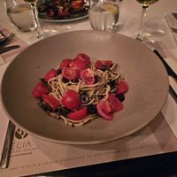 Mediterranian spaghetti at Restaurant Elia Beach in Mykonos