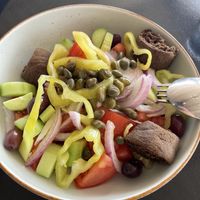 Modified Greek salad  at Restaurant Elia Beach in Mykonos