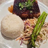 Seasoned sesame tofu, jasmine rice  at Tres Palmas by La Cambija in Rincon