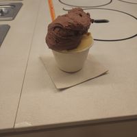 Chocolate with hazelnuts and pumpkin with coffee at CAJÚ Gelato in Barcelona