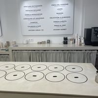 Inside + icecream menu  at CAJÚ Gelato in Barcelona