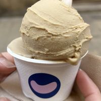 Mediano (2 flavours: coffee and peanut)  at CAJÚ Gelato in Barcelona