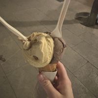 Pistachio and gianduja   at CAJÚ Gelato in Barcelona