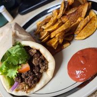 Cauliflower sandwich and fries at Zayna Mediterranean in Tucson