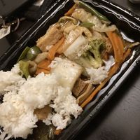 A veggie/tofu stir fry dish — tastes much better than it looks at Chaang Thai in Morgantown