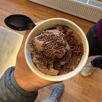 Chocolate with chocolate sprinkles  at Woodstock Scoops in Woodstock