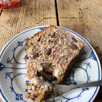 vegan banana bread with chocolate  at Kompa9 in Copenhagen