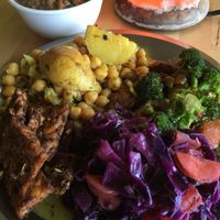 Five item plate--enough to share! at Tastebuds in Willits