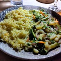 Vegetable green curry at Mana Kouzina  in Paros