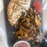 Mushroom gyros  at Pearl On The Cliff in Santorini