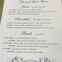 Menu at Crystal's Zen and Juice in Jackson
