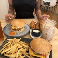 Cheese burger, chicken burger, chicken tenders, caramel thick sake  at Two-Bit Villains in Adelaide
