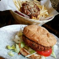 vegan burger and chili cheese fries at Two-Bit Villains in Adelaide