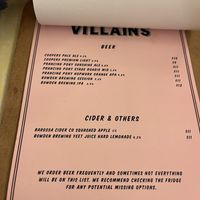 Beer list  at Two-Bit Villains in Adelaide