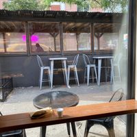 Seating: inside, right outside, and it closed area outside at GRIND in New York City