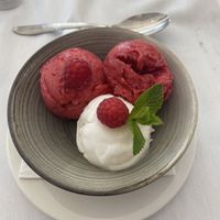 Mango and raspberry sorbet   at Quayside in Jersey