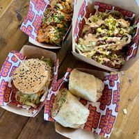 Salt & chili tofu, mcdaddy fries, space cowboy (I think), and the hot papi wrap  at The Saucy Cow in Cork