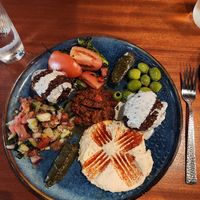 Appetizer combo samples at Meze Moon in Chico