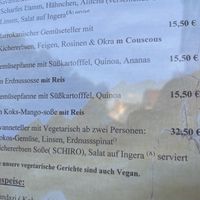The vegetarian / vegan menu  at Savanne in Lich