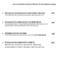 Carta vegana Gronx Zurriola  at GRONX Zurriola in San Sebastian
