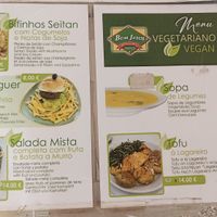Menu vegan at Bom Jesus in Valenca