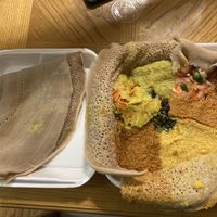 Veggie combo with the extra injera it comes with  at Mahider Ethiopian in Salt Lake City