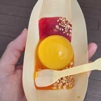 Yellow version with strawberry and mango syrup at Vegan Food  in Busan