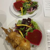 Spring rolls, and satay tofu skewers  at Nok Nok Authentic Thai Food in Swansea