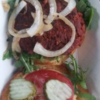 Burger.....yummy at Mean Mandy's in Asheville