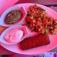 Vegan Baked Fish with Couscous, Guacemole and vegan Mayo  at Gosch Sylt in Scharbeutz