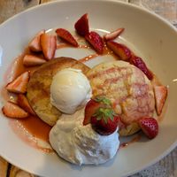 Strawberry pancakes (seasonal special) at AIN SOPH.Journey in Tokyo