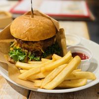 This ‘Ripple Cheese Burger’ was delicious and the fries were good too.   at AIN SOPH.Journey in Tokyo