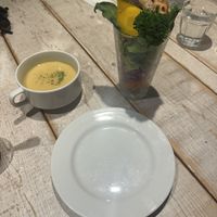 Salad and corn soup  at AIN SOPH.Journey in Tokyo