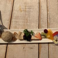 Vegan cheesecake and icecream with fruit at AIN SOPH.Journey in Tokyo