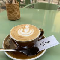 Cappuccino with oat milk   at Kaju in Coimbra