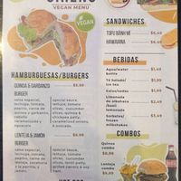 Vegan menu at Antojitos de La Sirenita  in Puerto Ayora