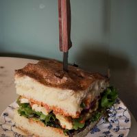 Vegan focaccia sandwich   at Keeper Coffee Co in Portland
