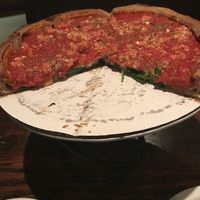 Vegan deep dish... delicious! at Patxi's Pizza in Denver