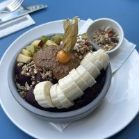 Good Açai bowl, and some other vegan options. Also had a variety of plant based milk options for your coffee of choice.  at Word of Mouth   in Sliema