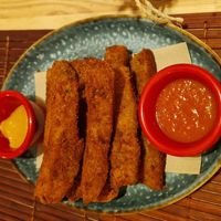 Barretes de seitan at Green & Burger in Sant Feliu De Guixols