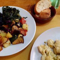 Pasta and veggies at La Rosticceria in Bracciano