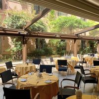 The outside seating  at La Caravella in Venice